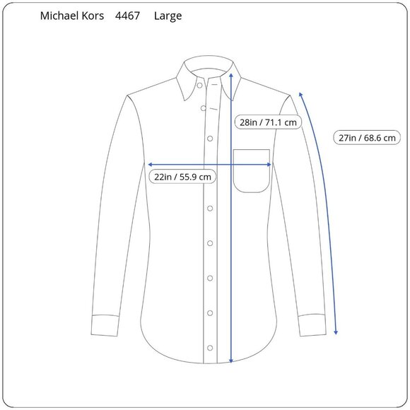 Michael Kors Button Down Shirt Mens Large White Blue Micro Plaid‎ Cotton - Picture 8 of 8